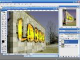 Adobe Photoshop. Graffiti ant sienos